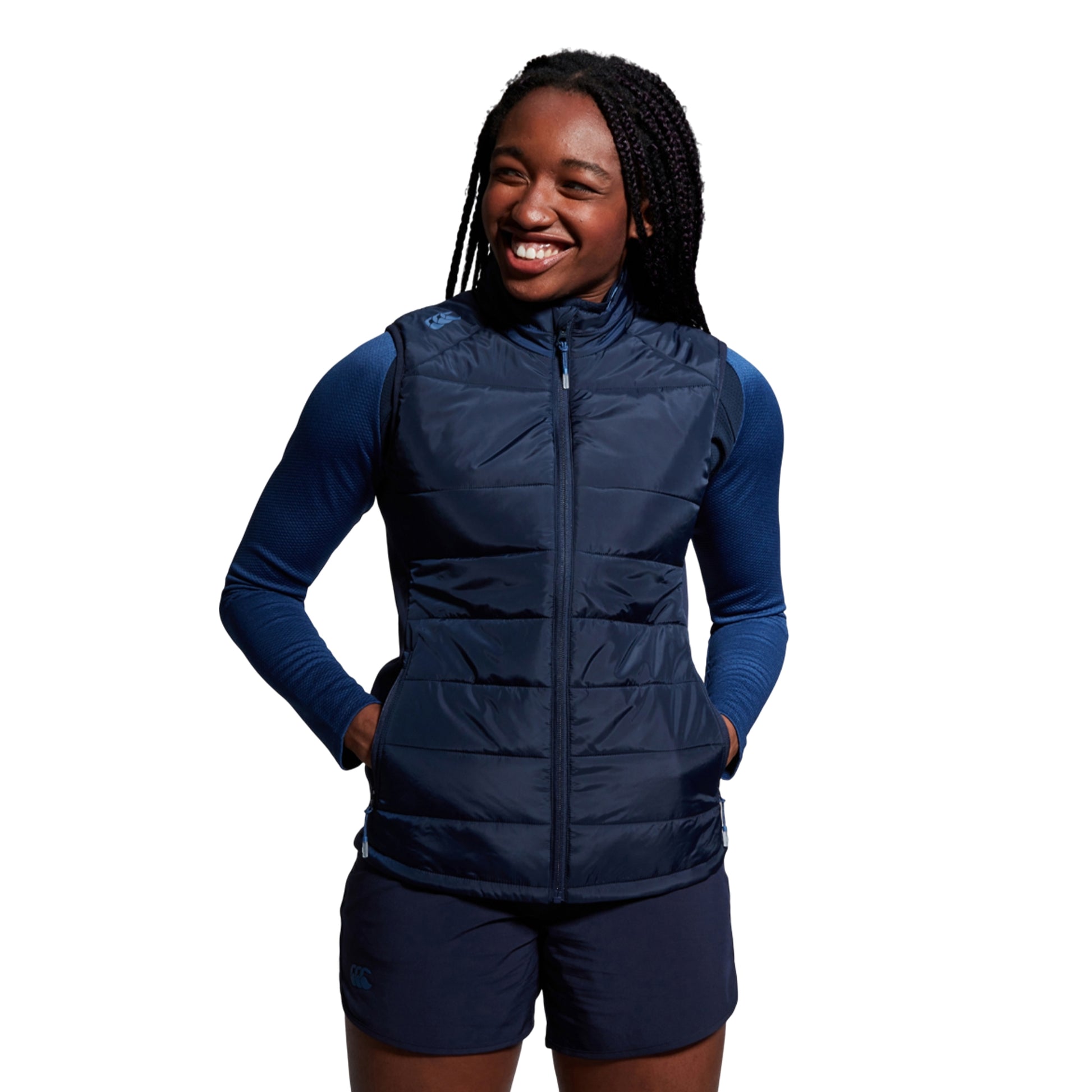 Navy - Side - Canterbury Womens-Ladies Elite Micro-Lite Gilet