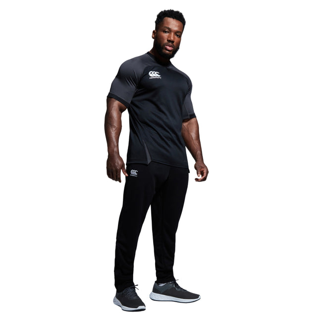 Black - Pack Shot - Canterbury Mens Knitted Stretching Tapered Leg Jogging Bottoms