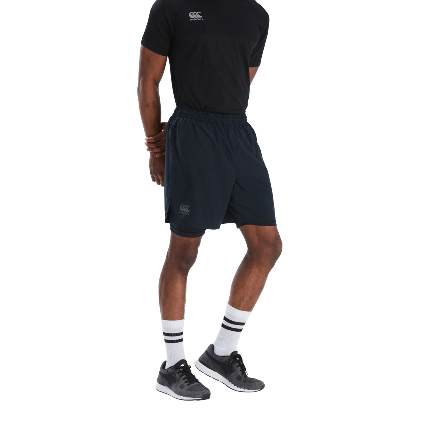 Black-Gunmetal Grey - Side - Canterbury Mens Vapodri 2 in 1 Shorts