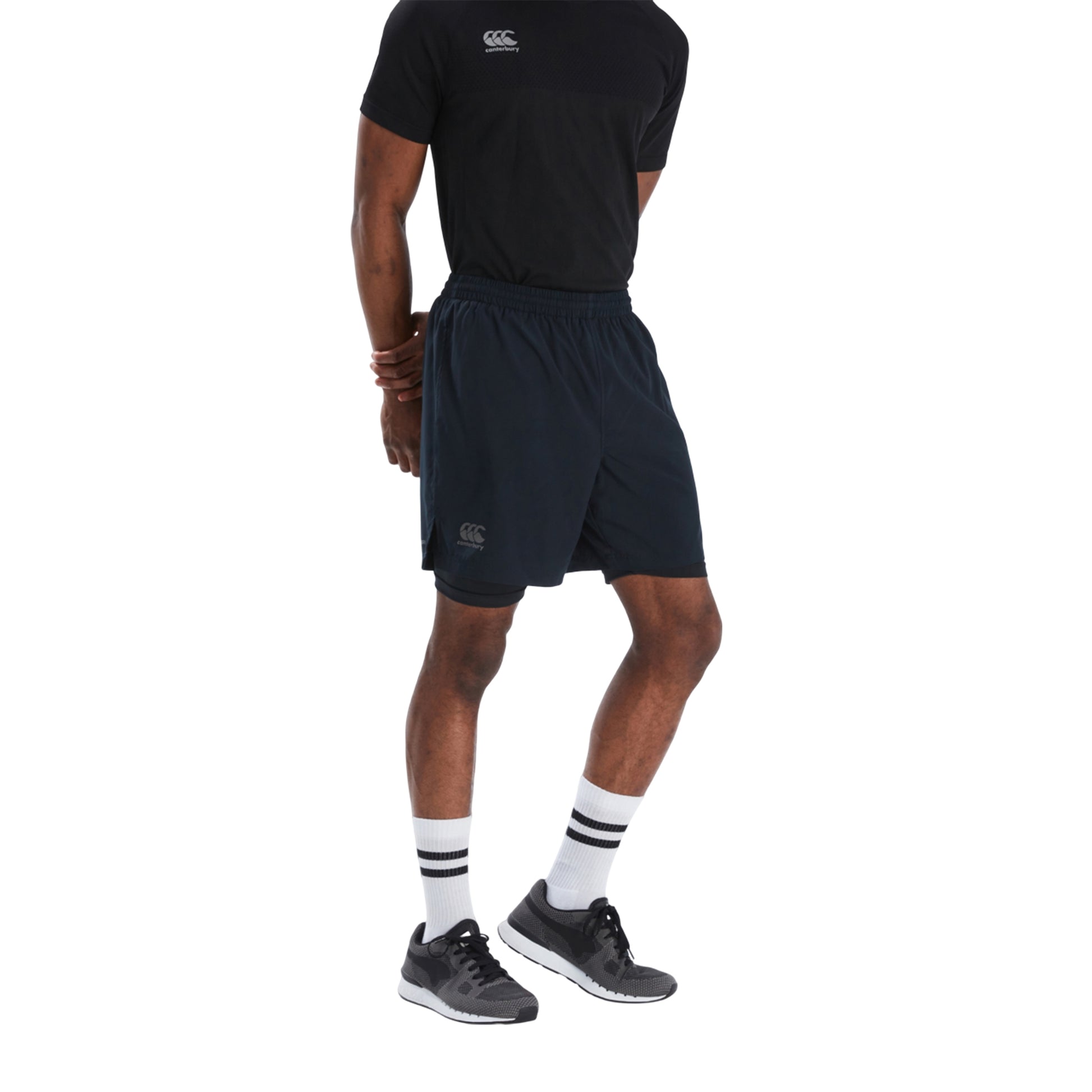 Black-Gunmetal Grey - Side - Canterbury Mens Vapodri 2 in 1 Shorts