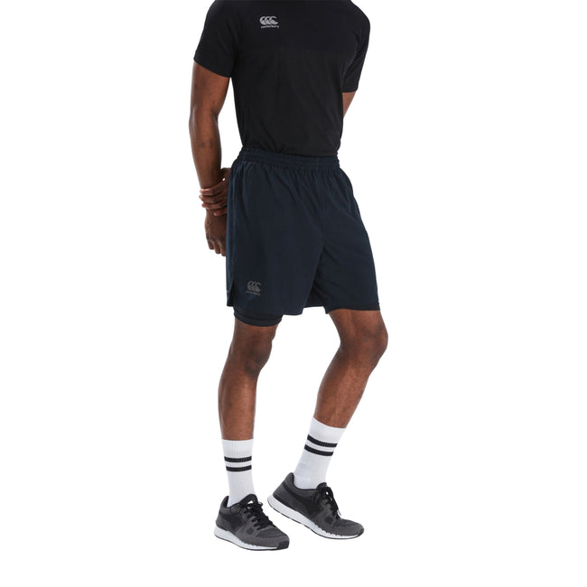 Black-Gunmetal Grey - Side - Canterbury Mens Vapodri 2 in 1 Shorts