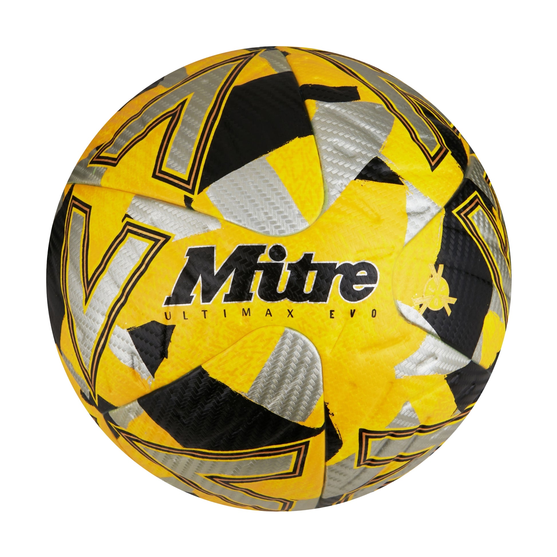 Yellow-Silver-Black - Front - Mitre Ultimax Evo Football