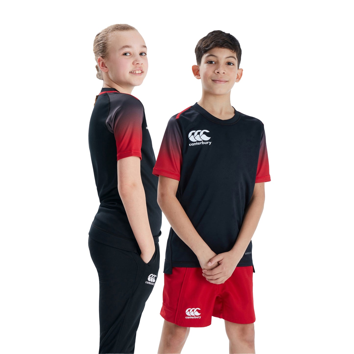 Black-Red - Pack Shot - Canterbury Childrens-Kids Club Rugby Jersey