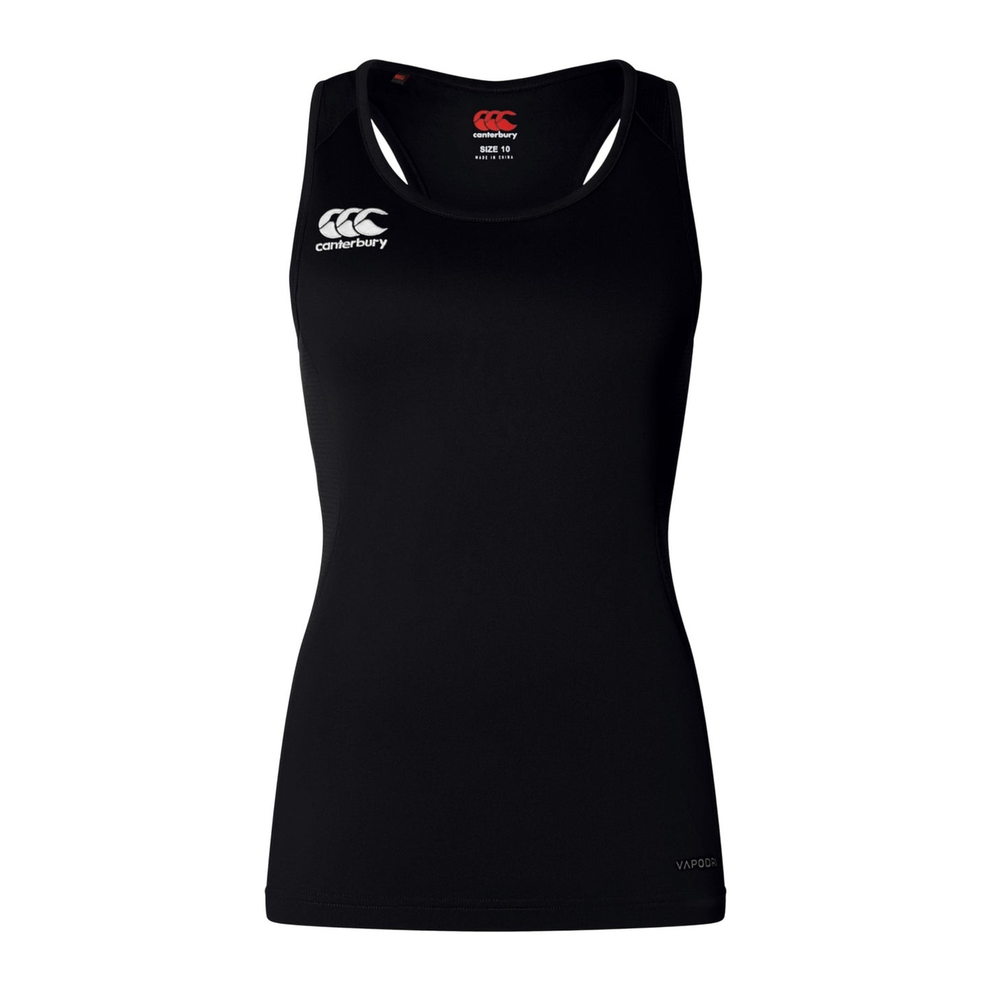 Black - Front - Canterbury Womens-Ladies Club Dry Racerback Tank Top