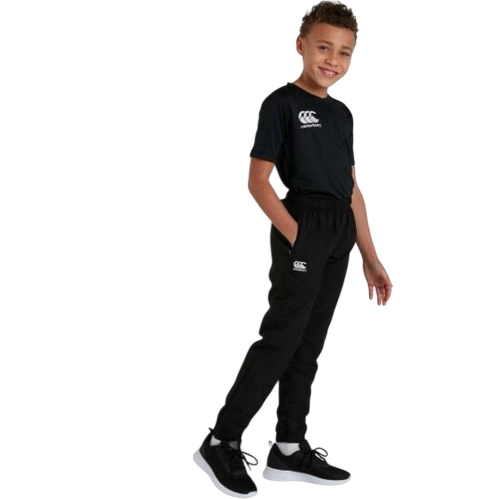 Black - Pack Shot - Canterbury Childrens-Kids Club Plain Cuffed Tracksuit Bottoms