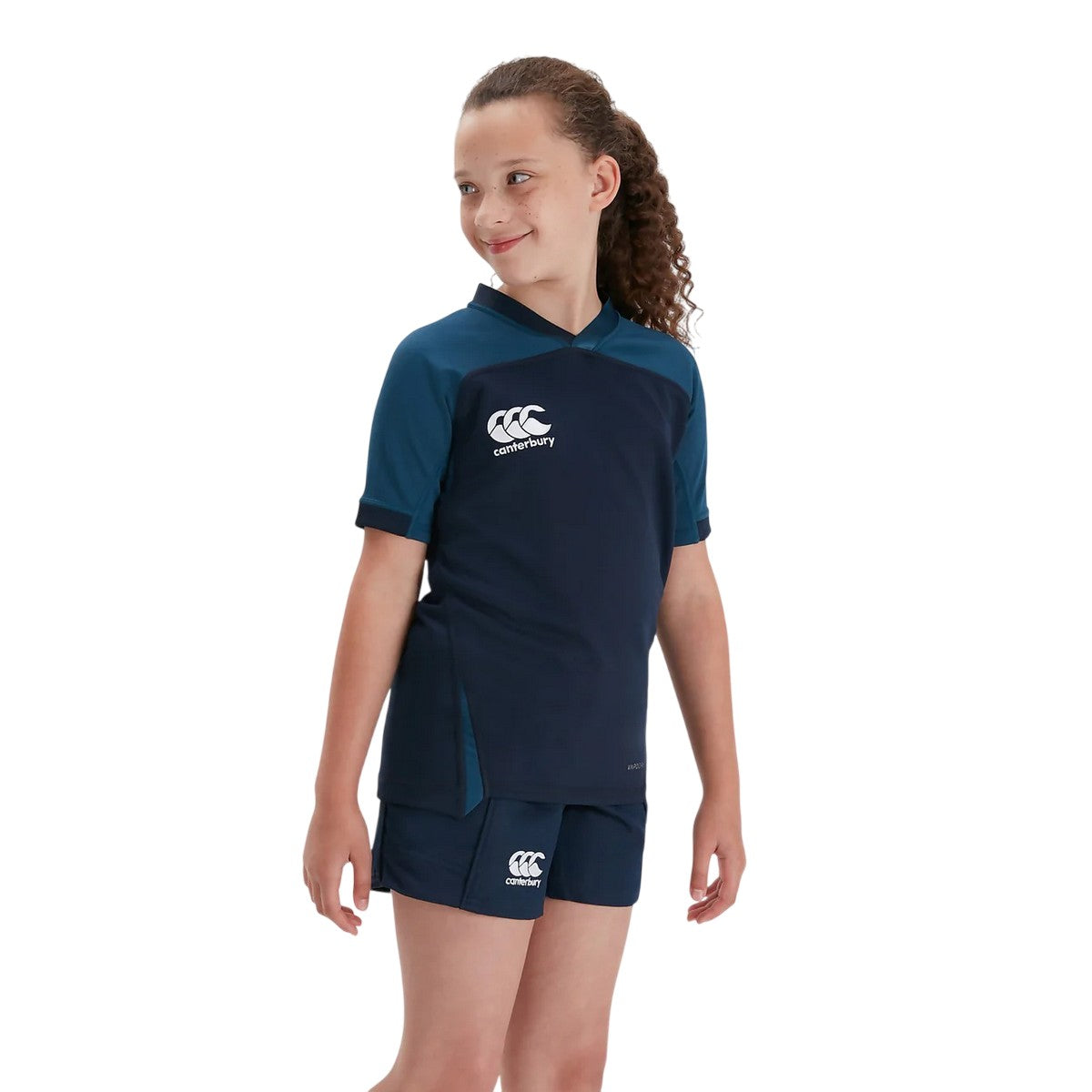 Navy - Side - Canterbury Childrens-Kids Evader Vapodri Jersey
