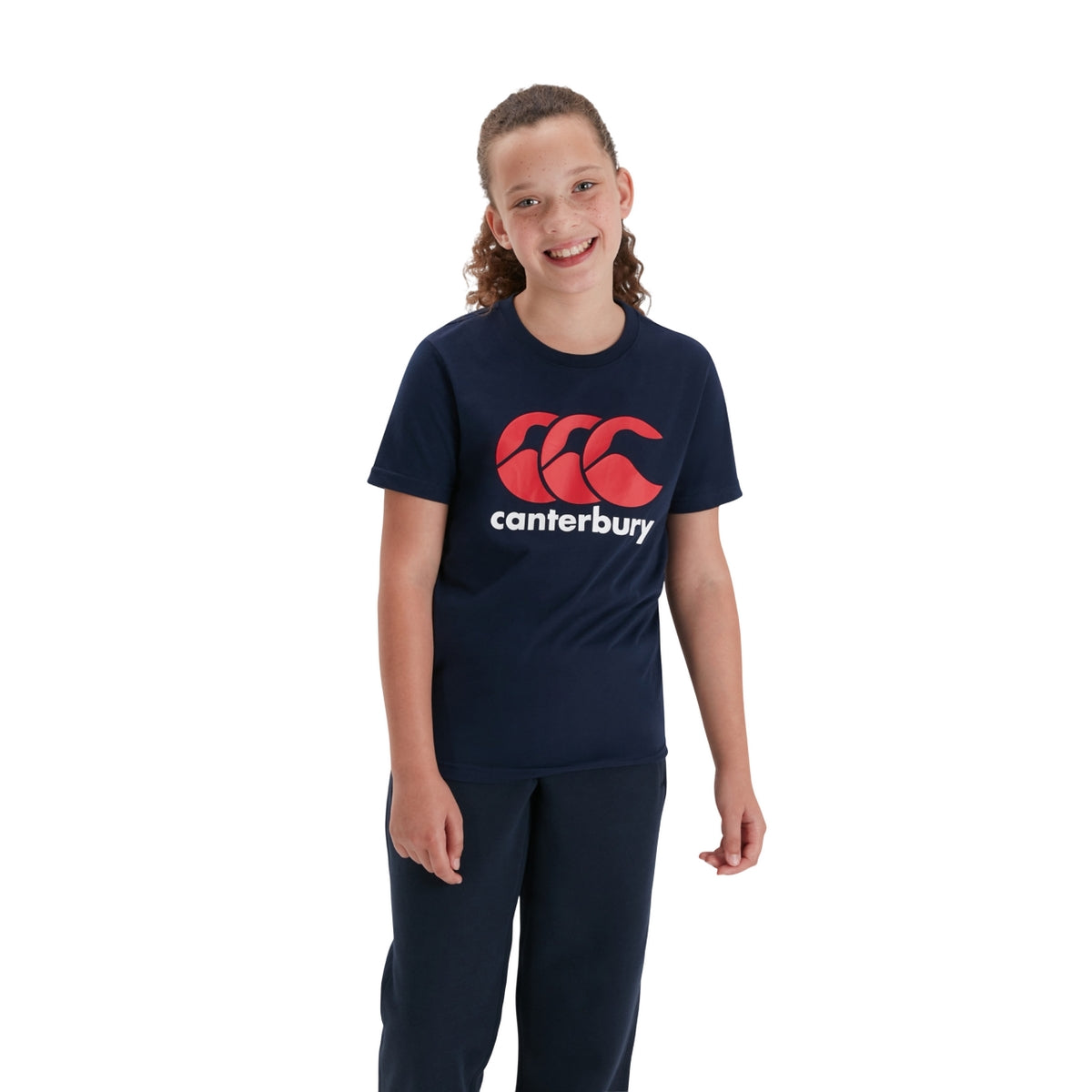Navy - Side - Canterbury Childrens-Kids Logo T-Shirt