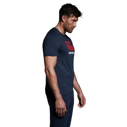 Navy - Side - Canterbury Mens Logo Cotton Blend T-Shirt