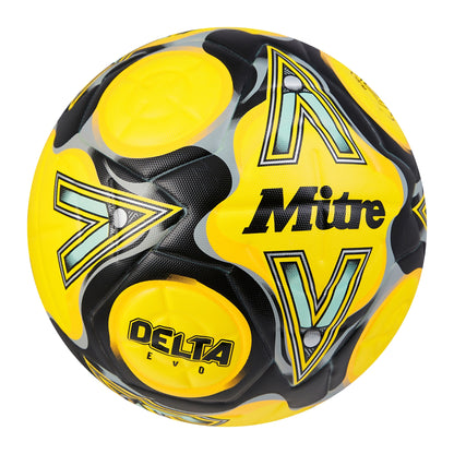 Fluorescent Yellow-Black-Grey - Side - Mitre Delta Evo 2024 Football