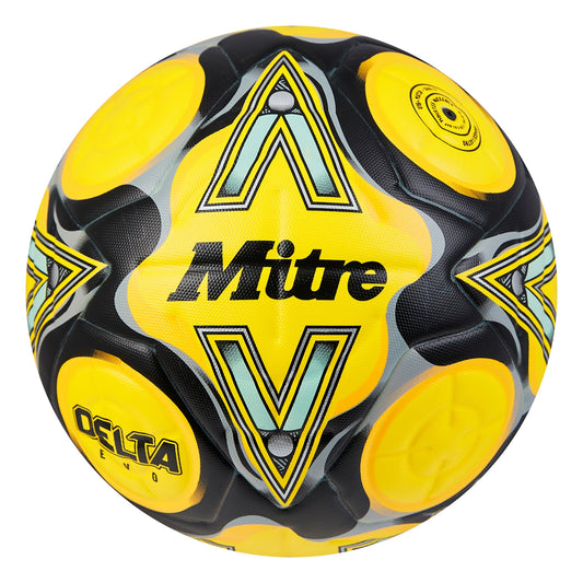 Fluorescent Yellow-Black-Grey - Front - Mitre Delta Evo 2024 Football