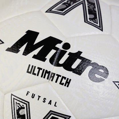 White-Black-Silver - Side - Mitre Ultimatch Logo Football