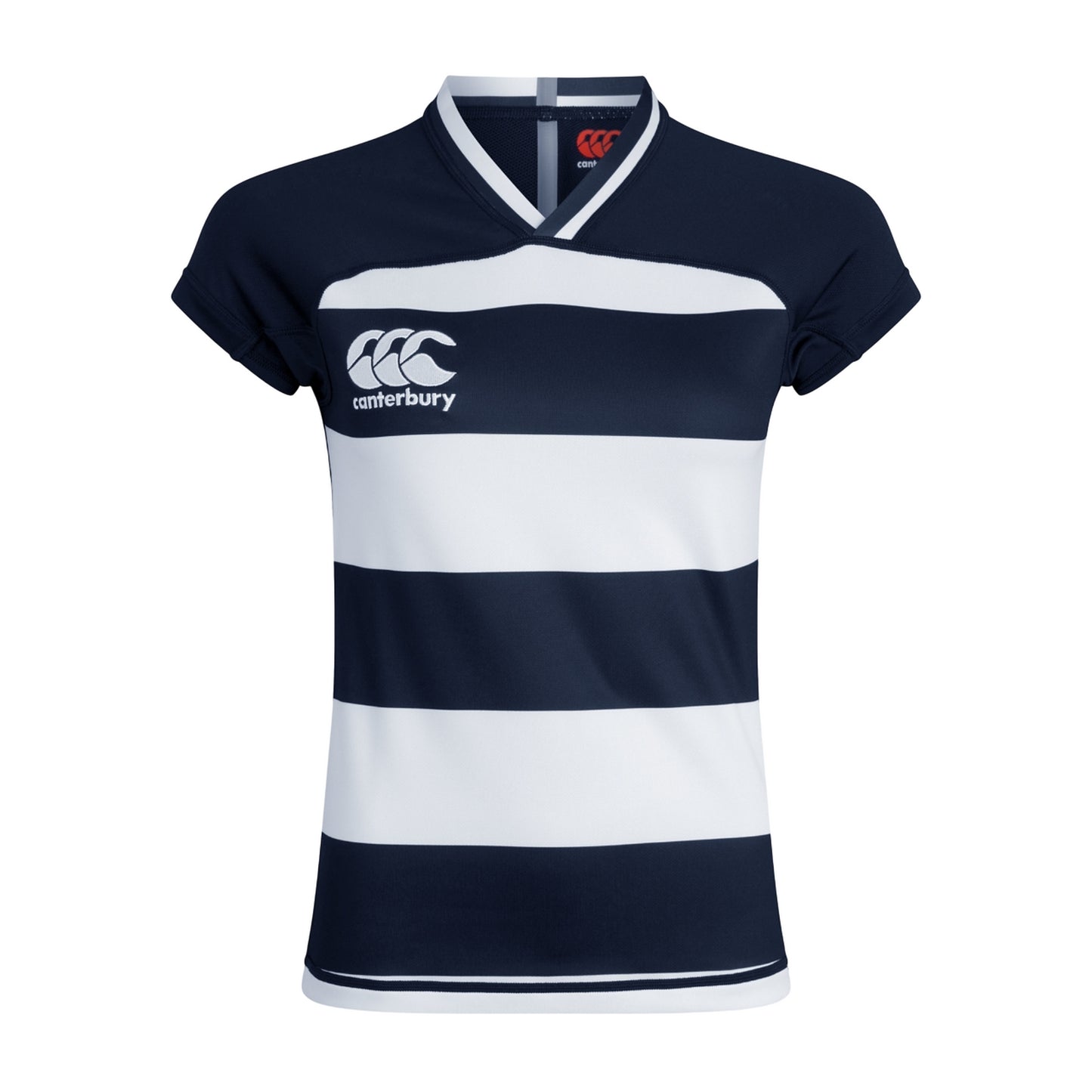 Navy - Front - Canterbury Womens-Ladies Evader Hooped Vapodri Jersey