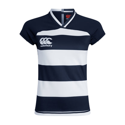 Navy - Front - Canterbury Womens-Ladies Evader Hooped Vapodri Jersey