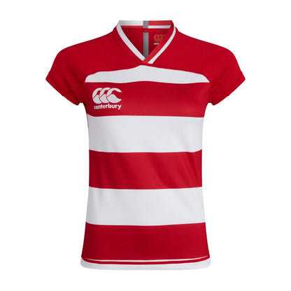 Flag Red - Front - Canterbury Womens-Ladies Evader Hooped Vapodri Jersey