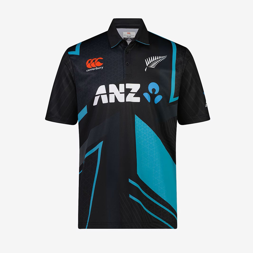 Black - Front - Canterbury Mens T20 New Zealand Black Caps Polo Shirt