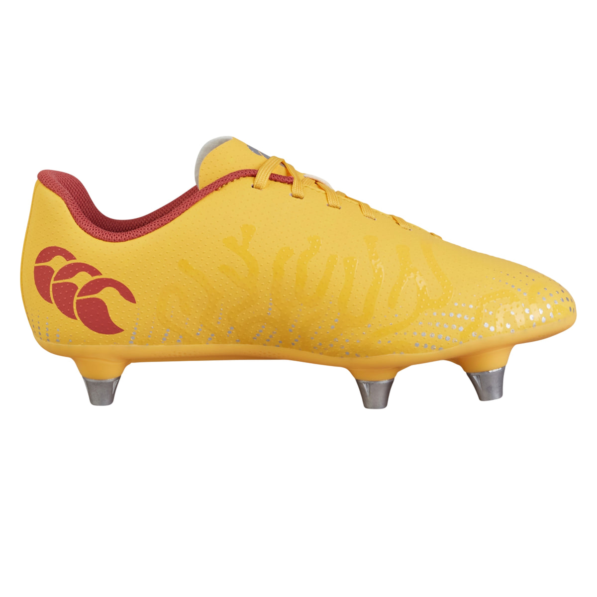 Amber Yellow-Orange Crush-Mars Red - Back - Canterbury Childrens-Kids Speed Infinite Team Soft Ground Rugby Boots