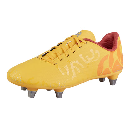 Amber Yellow-Orange Crush-Mars Red - Front - Canterbury Childrens-Kids Speed Infinite Team Soft Ground Rugby Boots