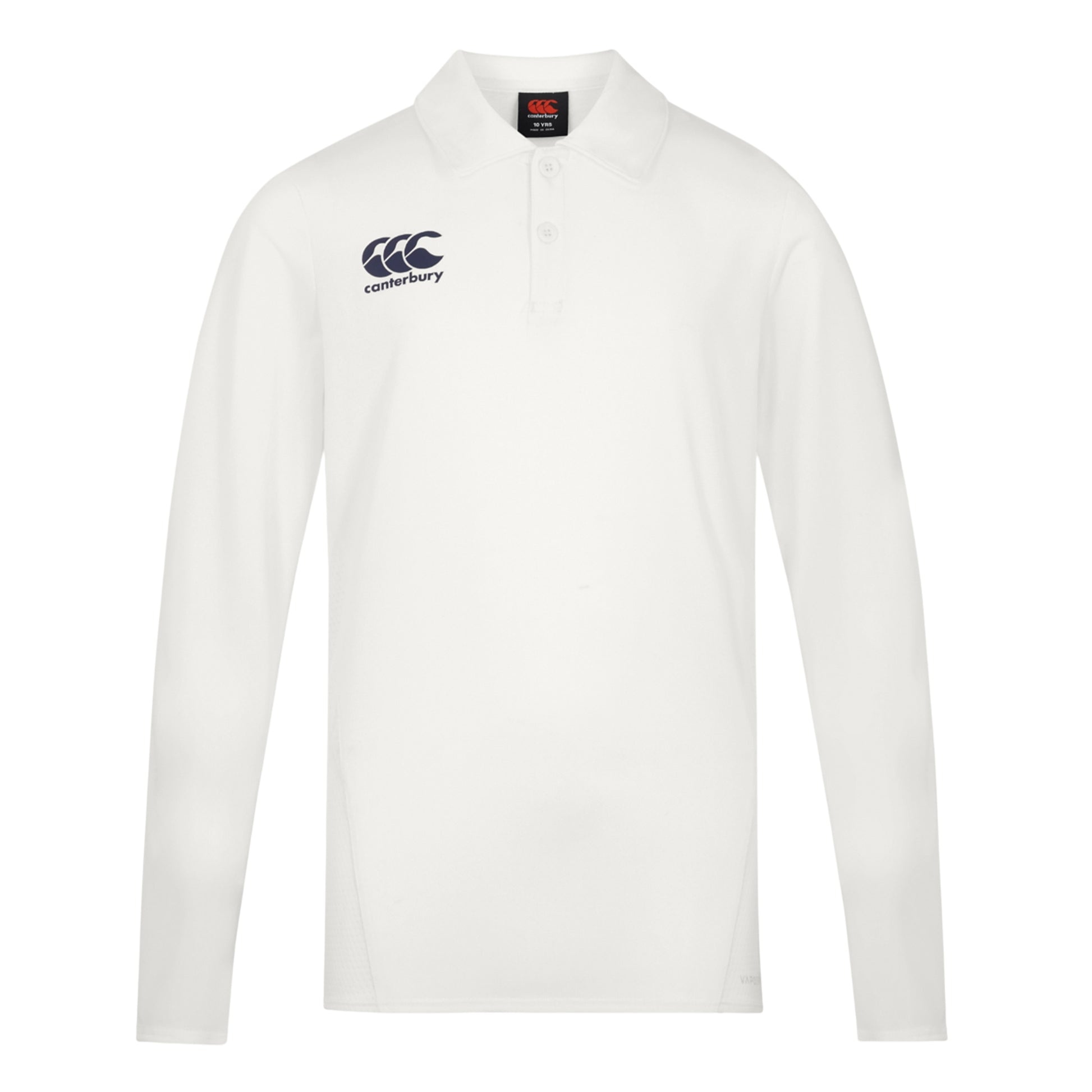 Cream - Front - Canterbury Childrens-Kids Set-in Regular Long-Sleeved Cricket Polo Shirt