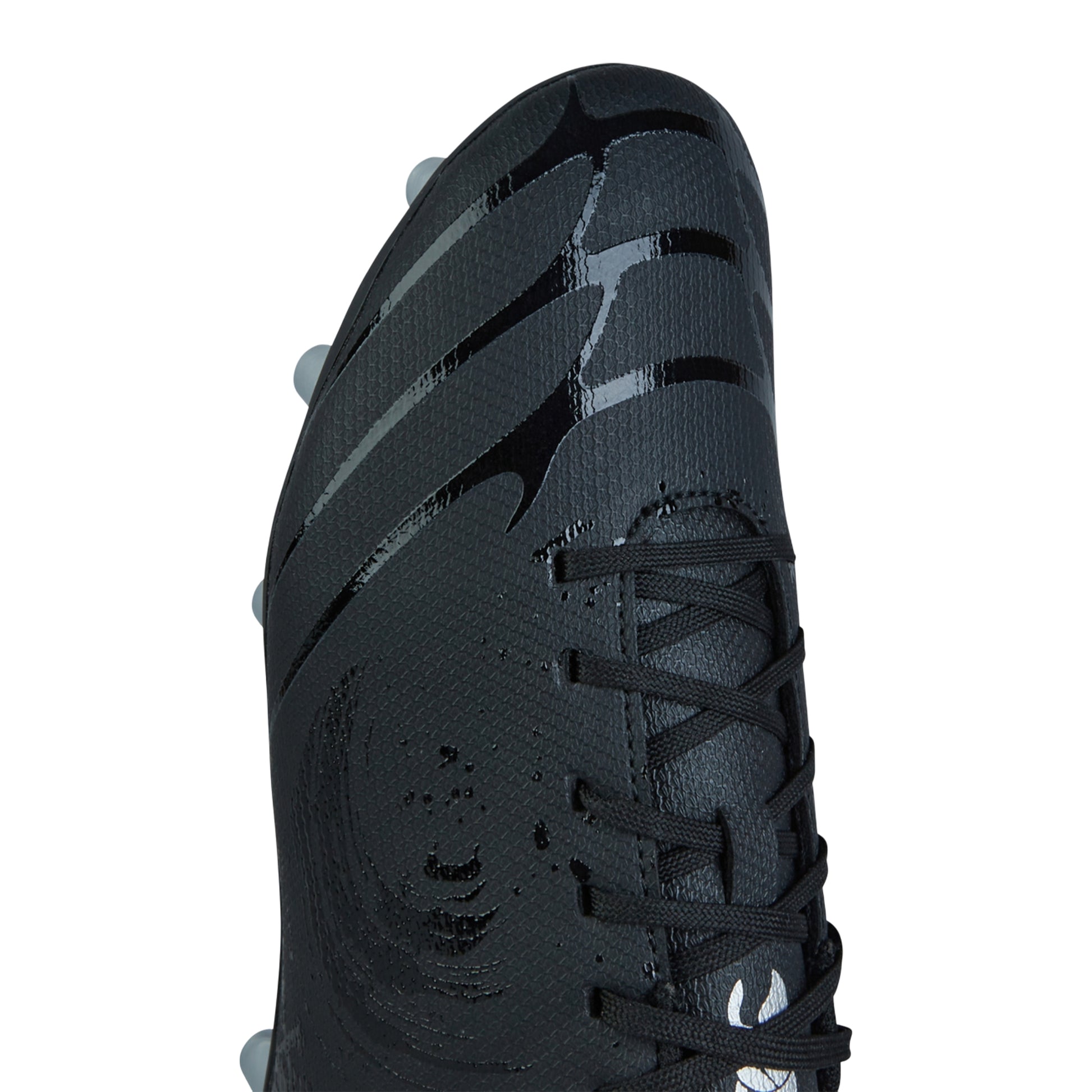 Black-Silver Metallic - Pack Shot - Canterbury Childrens-Kids Phoenix Genesis Team Firm Ground Rugby Boots