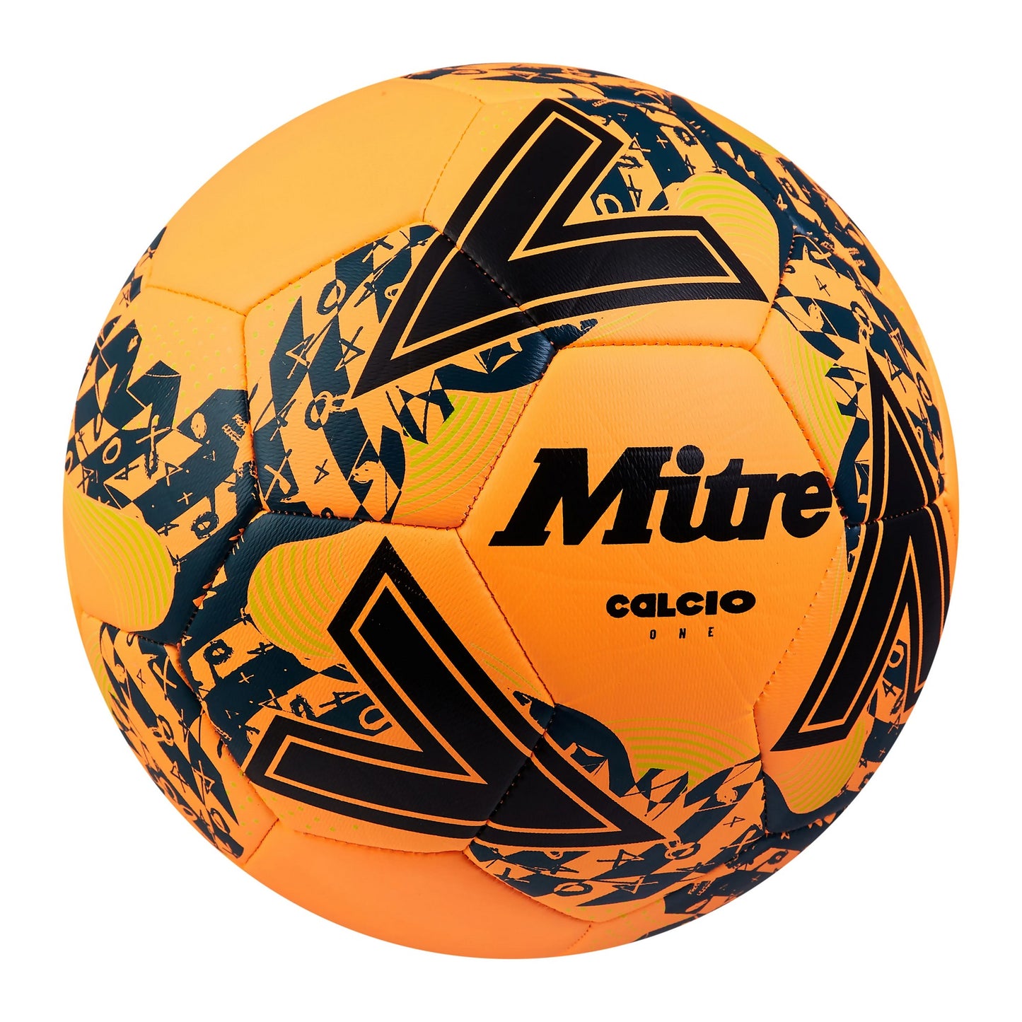 Fluorescent Orange-Black-Tidal Teal - Side - Mitre Calcio 24 Football