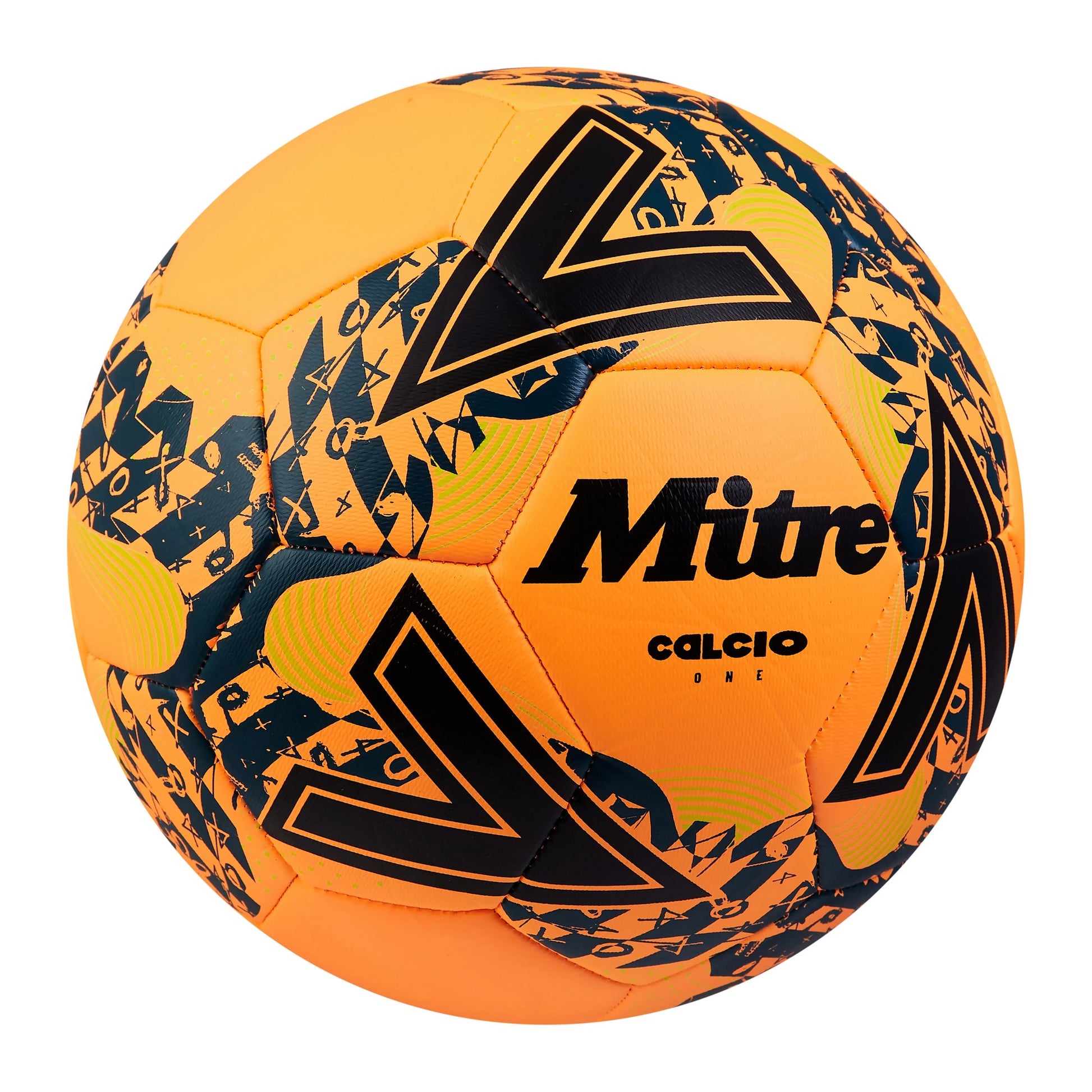 Fluorescent Orange-Black-Tidal Teal - Side - Mitre Calcio 24 Football