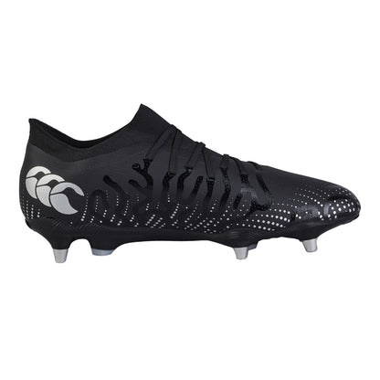 Black-Metallic Silver - Back - Canterbury Unisex Adult Speed Infinite Team Soft Ground Rugby Boots