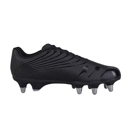 Black-Silver - Side - Canterbury Unisex Adult Stampede Groundbreak Pro Soft Ground Rugby Boots