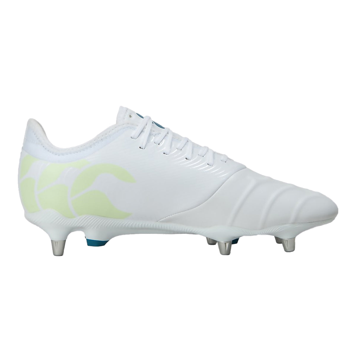 White - Side - Canterbury Unisex Adult Phoenix Genesis Pro Leather Soft Ground Rugby Boots