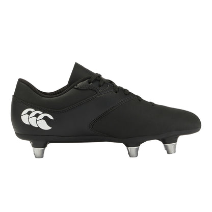 Black-White - Side - Canterbury Childrens-Kids Phoenix Raze Soft Ground Rugby Boots