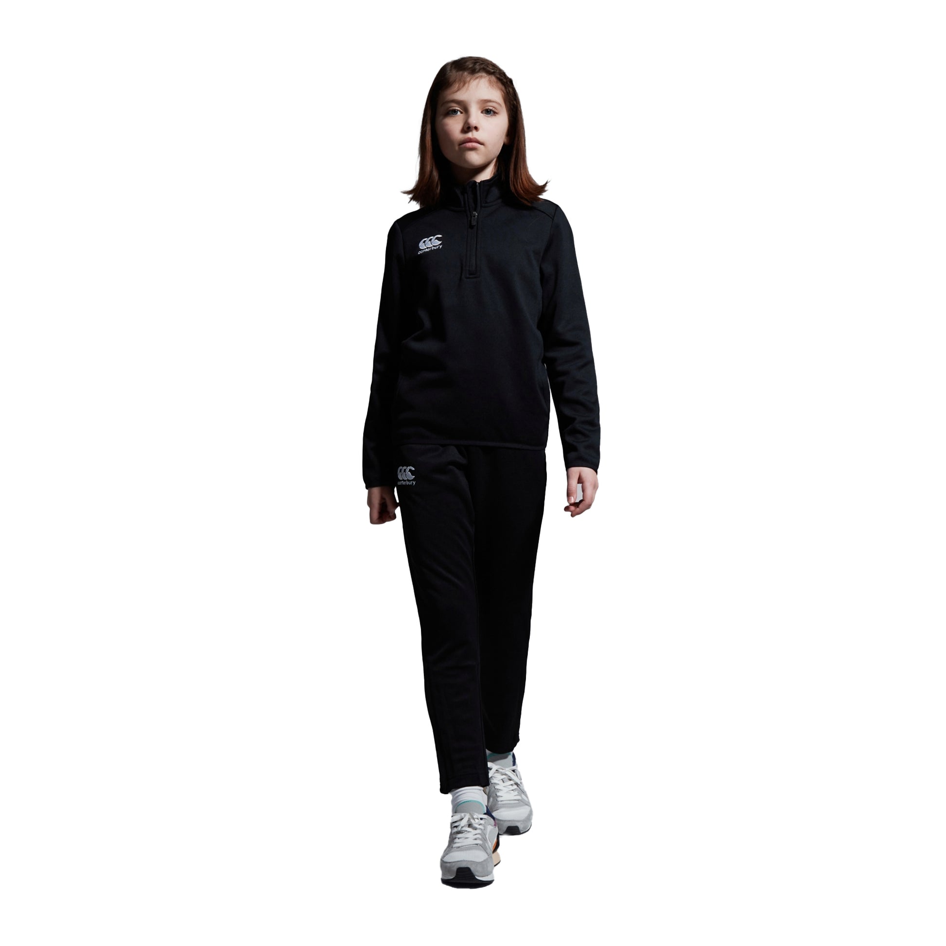 Black - Side - Canterbury Childrens-Kids Stretch Tapered Jogging Bottoms