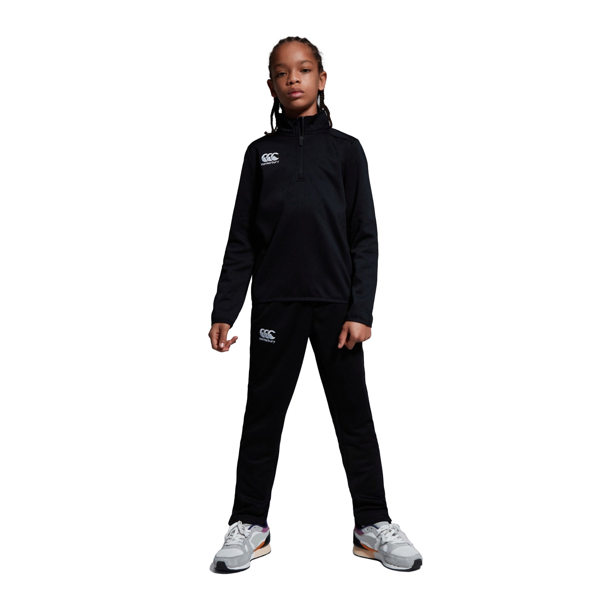 Black - Lifestyle - Canterbury Childrens-Kids Stretch Tapered Jogging Bottoms