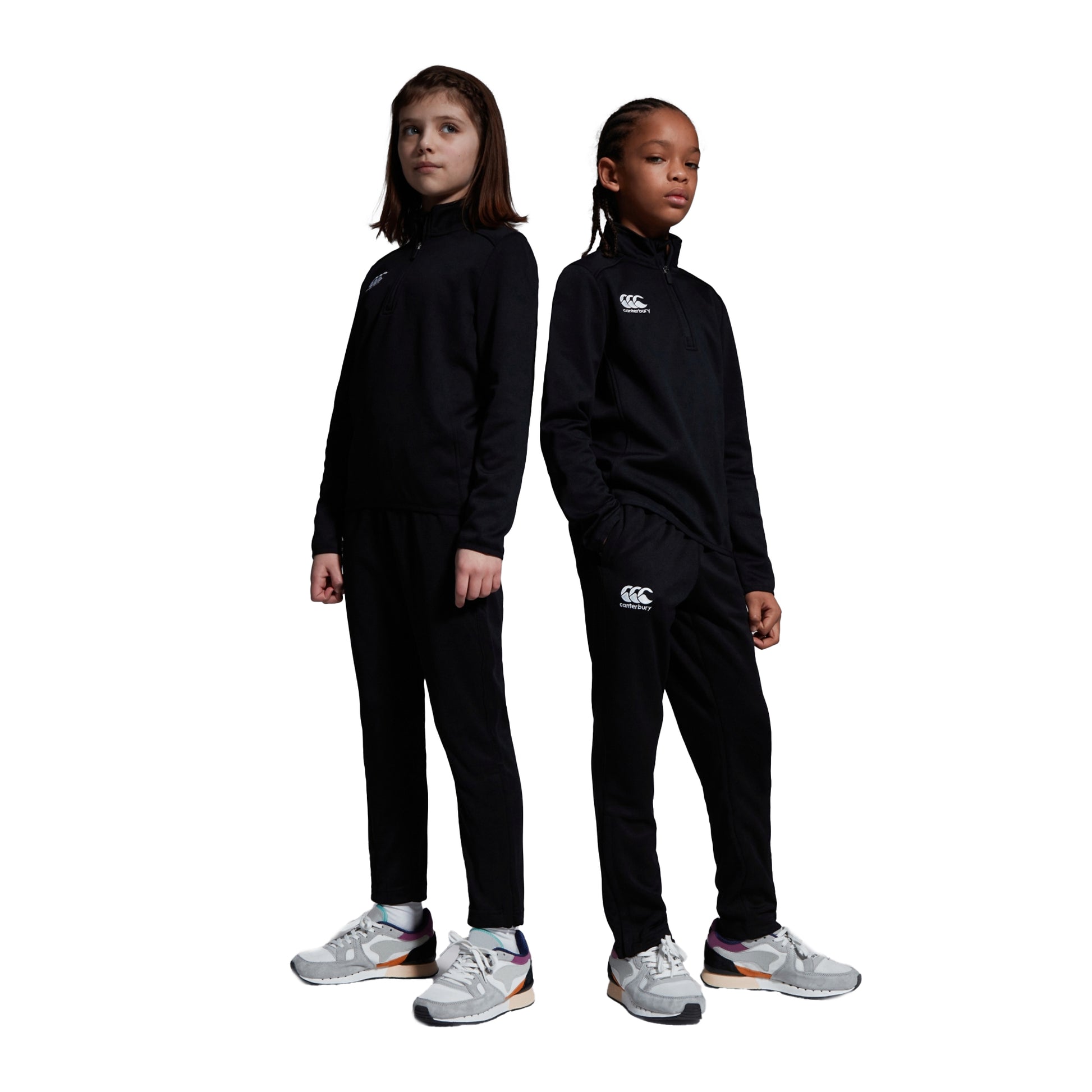 Black - Pack Shot - Canterbury Childrens-Kids Stretch Tapered Jogging Bottoms
