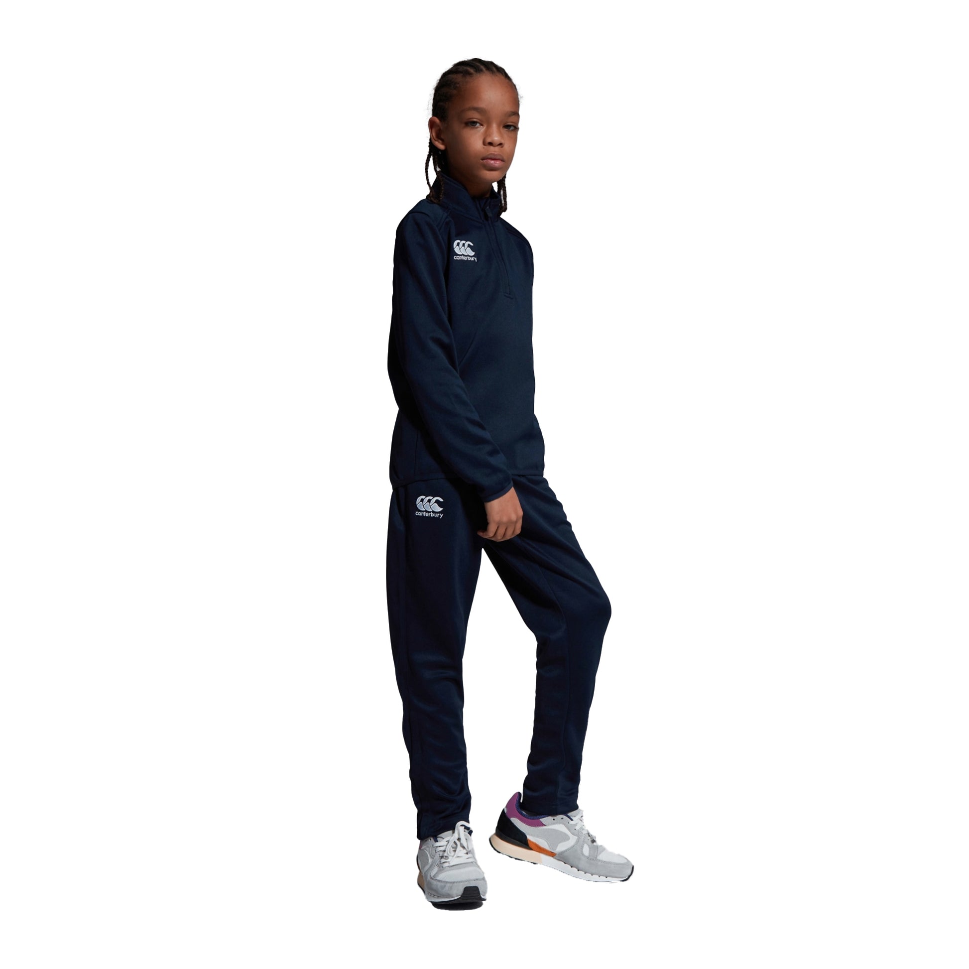 Navy - Lifestyle - Canterbury Childrens-Kids Stretch Tapered Jogging Bottoms