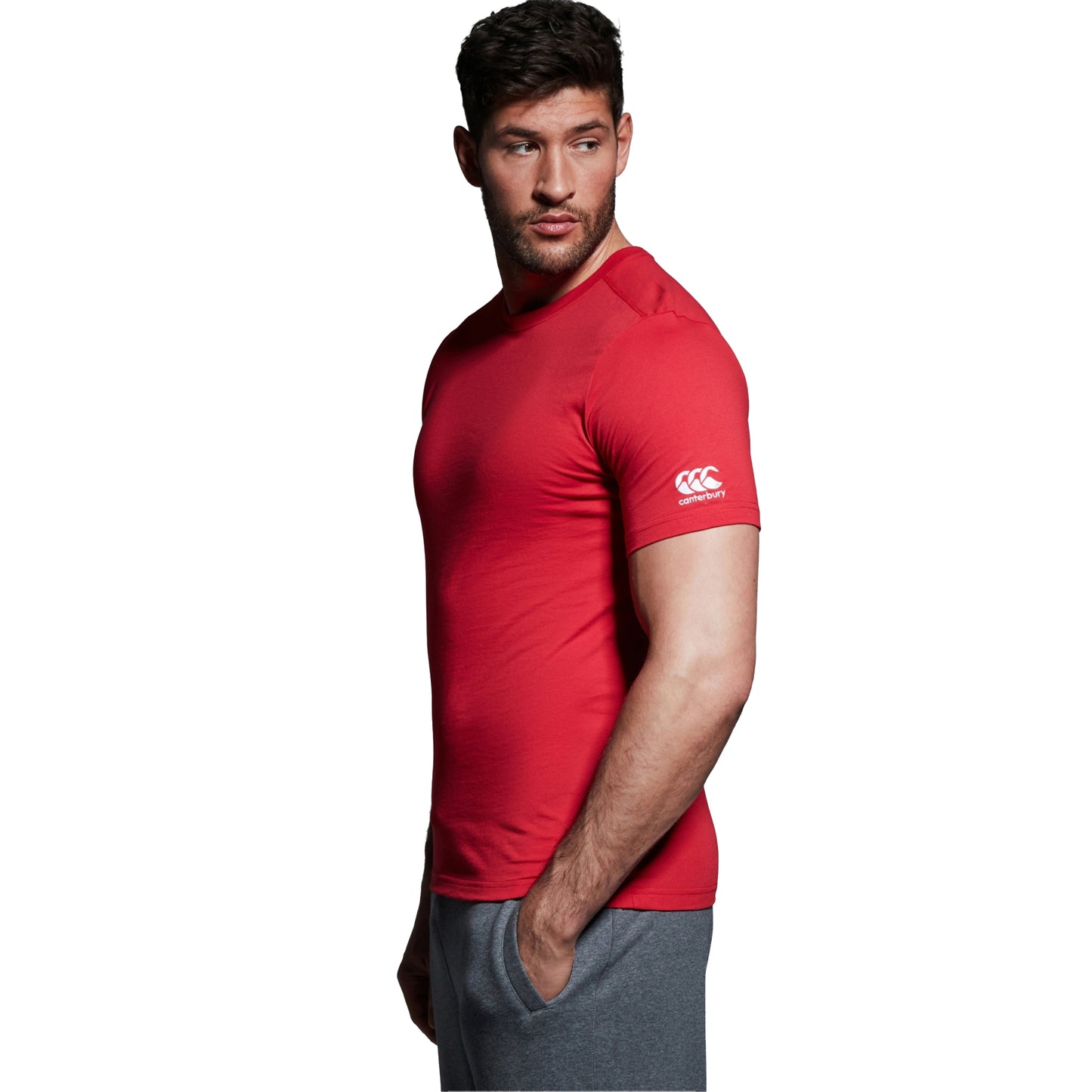 Flag Red - Side - Canterbury Mens Club Plain T-Shirt