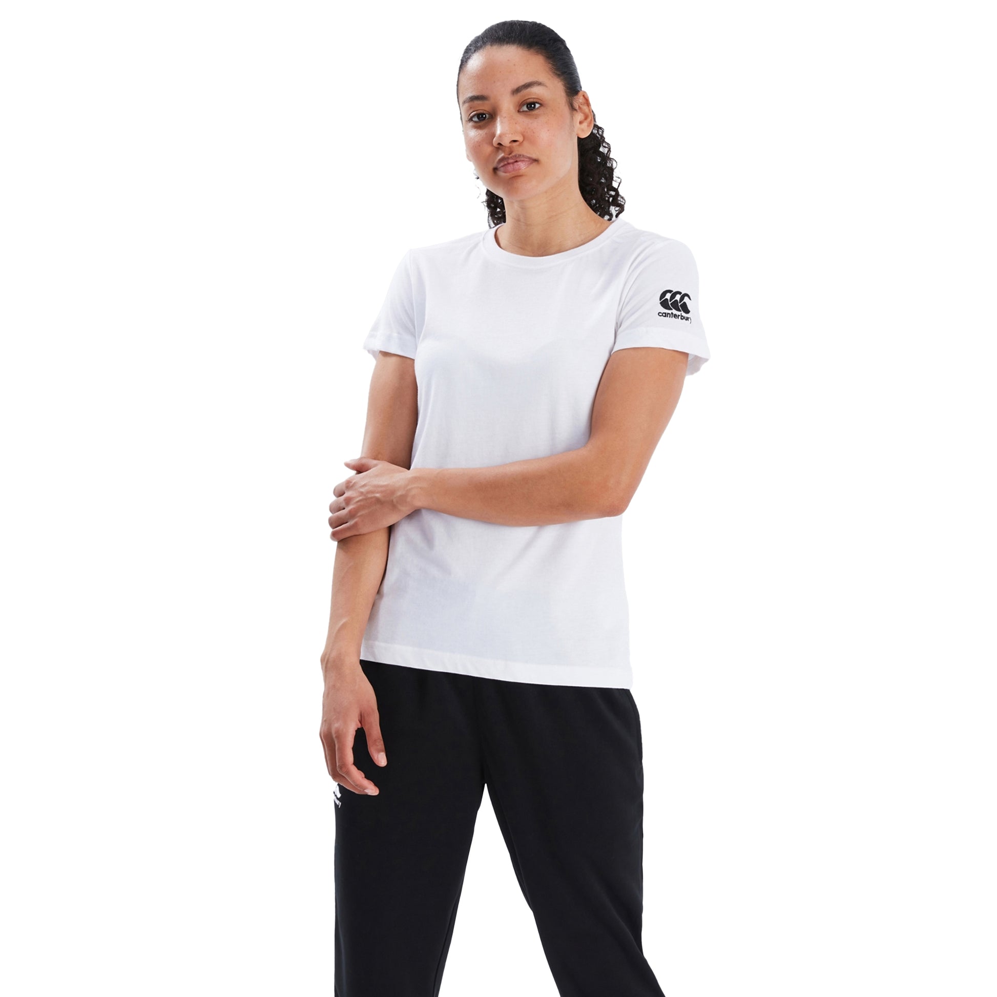 White - Side - Canterbury Womens-Ladies Club Plain T-Shirt