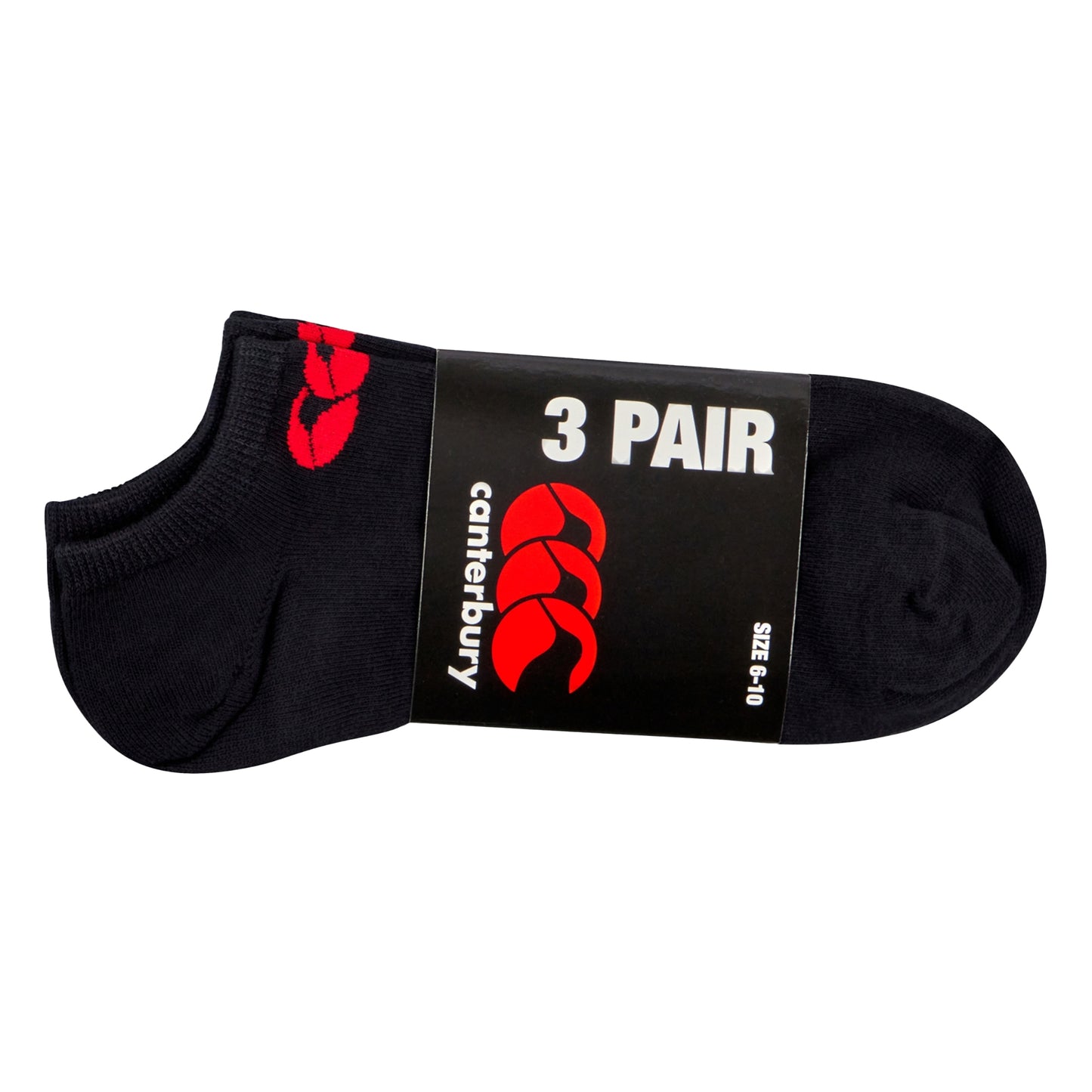 Black-Red - Side - Canterbury Unisex Adult Socks (Pack of 3)