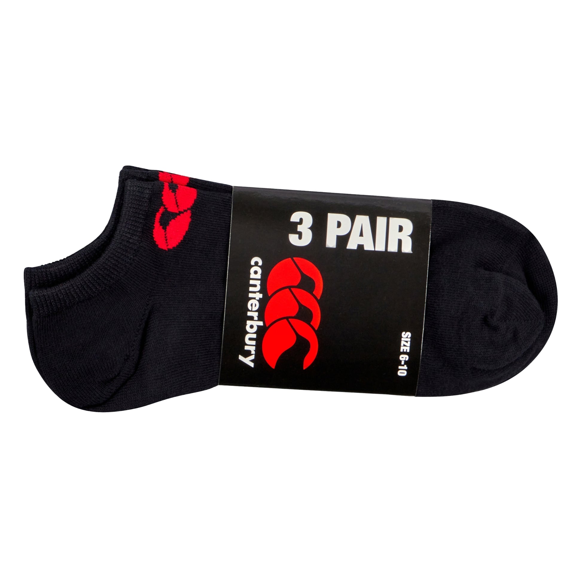 Black-Red - Side - Canterbury Unisex Adult Socks (Pack of 3)