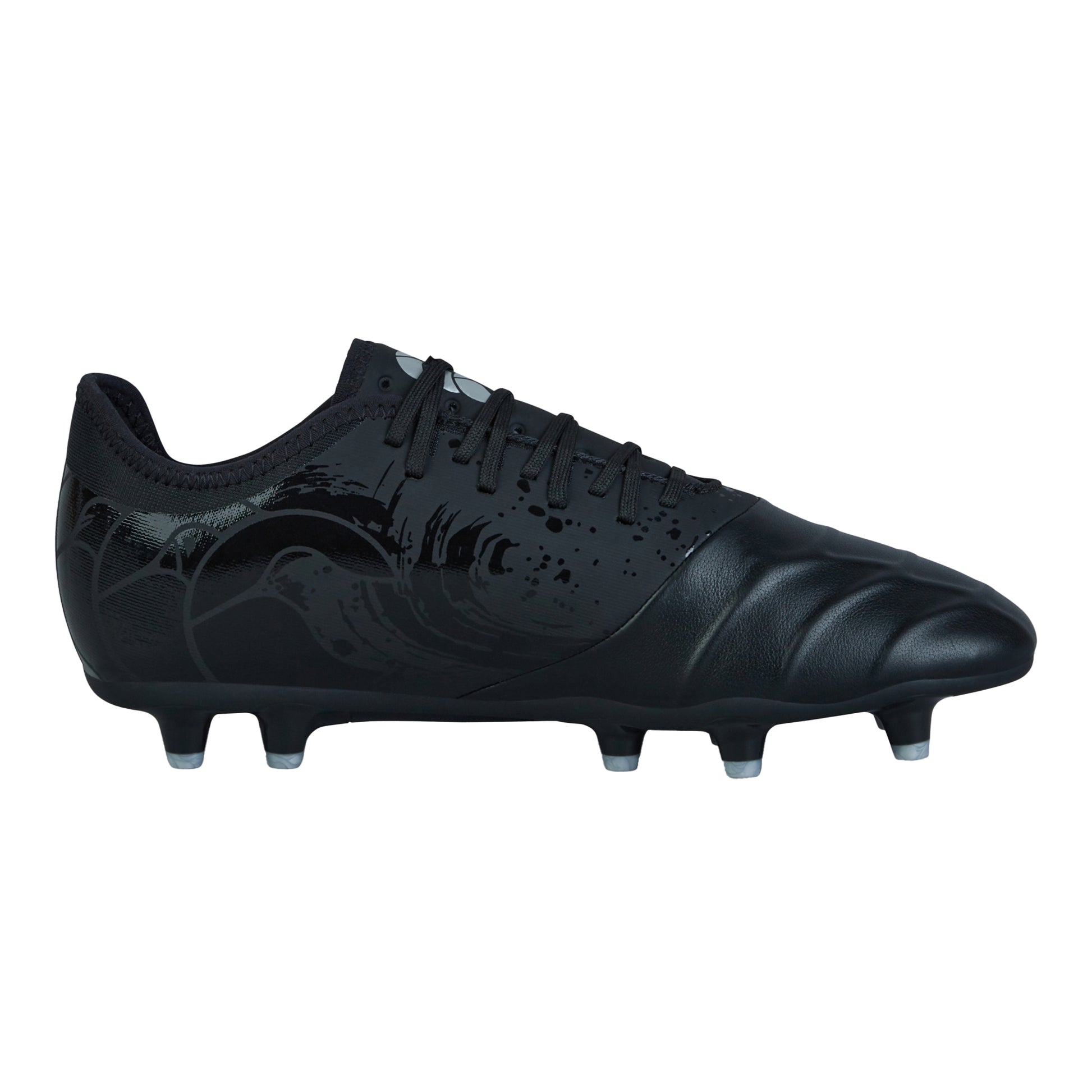 Black-Silver Metallic - Front - Canterbury Mens Phoenix Genesis Pro Leather Firm Ground Boots
