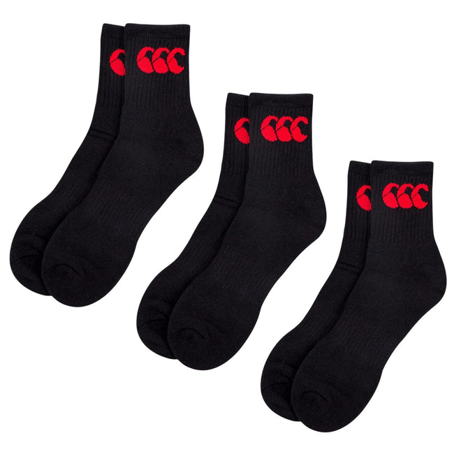 Black-Red - Back - Canterbury Mens Logo Crew Socks