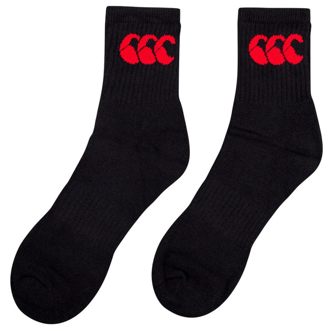 Black-Red - Front - Canterbury Mens Logo Crew Socks