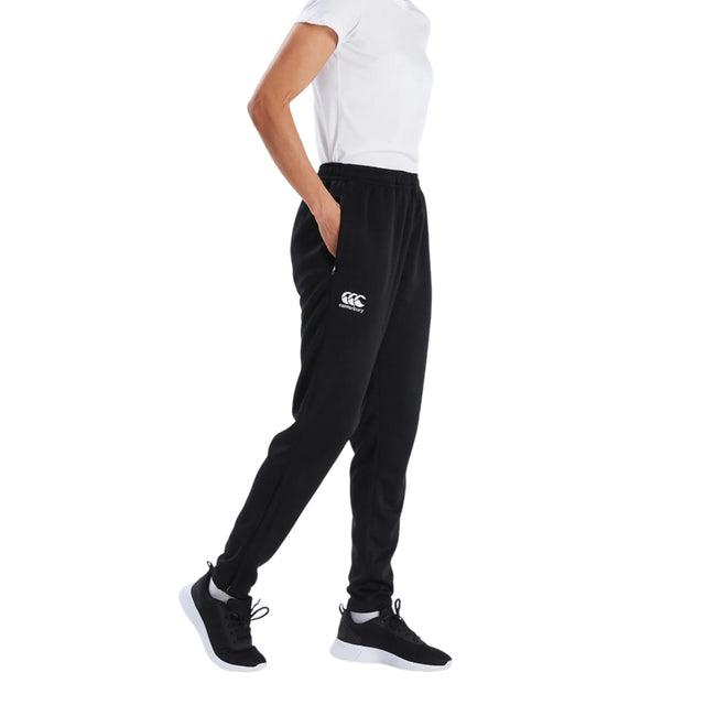 Black - Side - Canterbury Womens-Ladies Stretch Tapered Leg Jogging Bottoms
