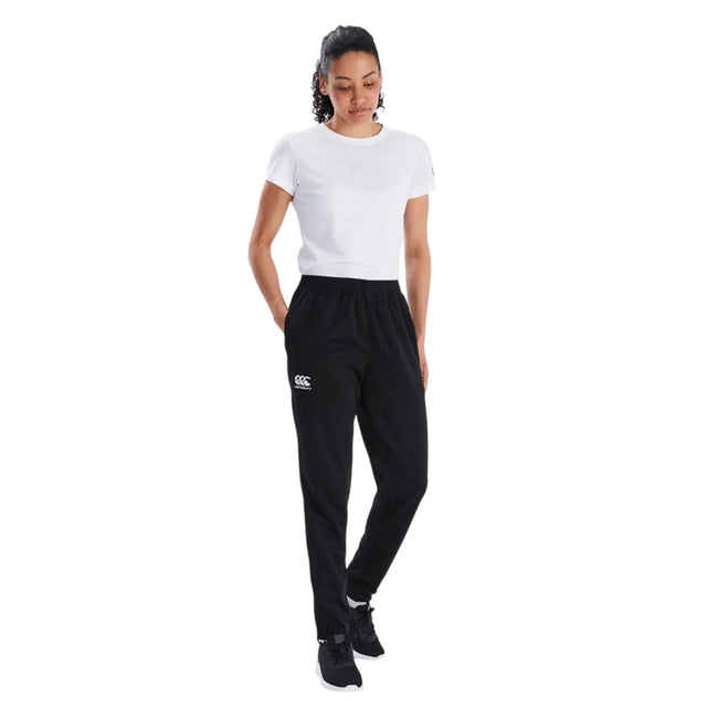 Black - Pack Shot - Canterbury Womens-Ladies Stretch Tapered Leg Jogging Bottoms