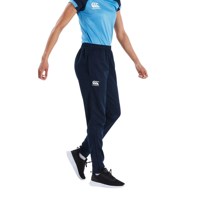 Navy - Side - Canterbury Womens-Ladies Stretch Tapered Leg Jogging Bottoms