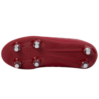 Red Dahlia - Close up - Canterbury Childrens-Kids Phoenix 2.0 Leather Soft Ground Rugby Boots