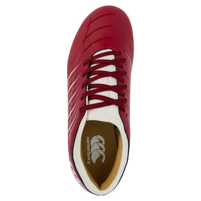 Red Dahlia - Pack Shot - Canterbury Childrens-Kids Phoenix 2.0 Leather Soft Ground Rugby Boots
