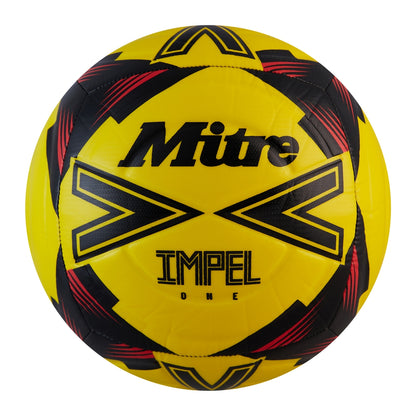 Fluorescent Yellow-Black-Red - Front - Mitre Impel One Football