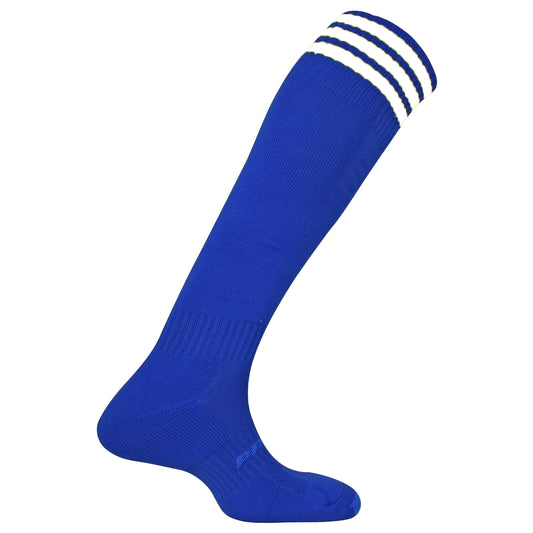 White-Royal Blue - Front - Mitre Mens Mercury 3 Stripes Football Socks