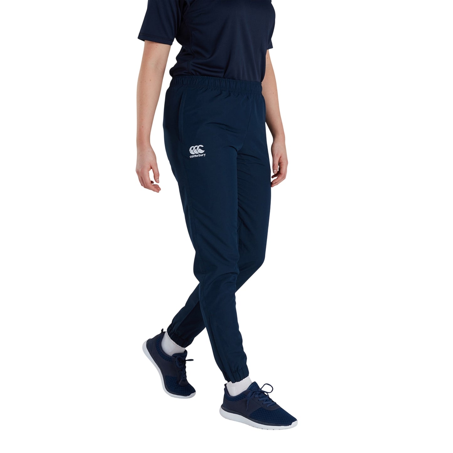 Navy - Lifestyle - Canterbury Womens-Ladies Club Plain Cuffed Tapered Jogging Bottoms
