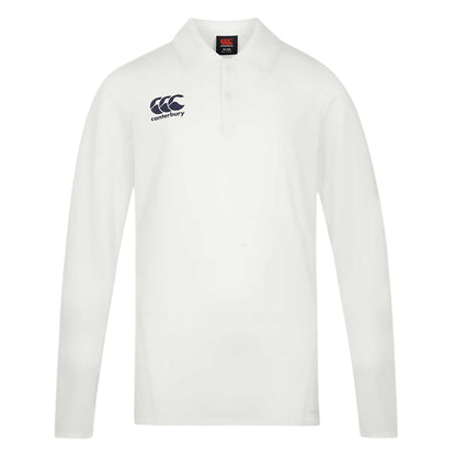 White - Front - Canterbury Mens Regular Long-Sleeved Cricket Polo Shirt