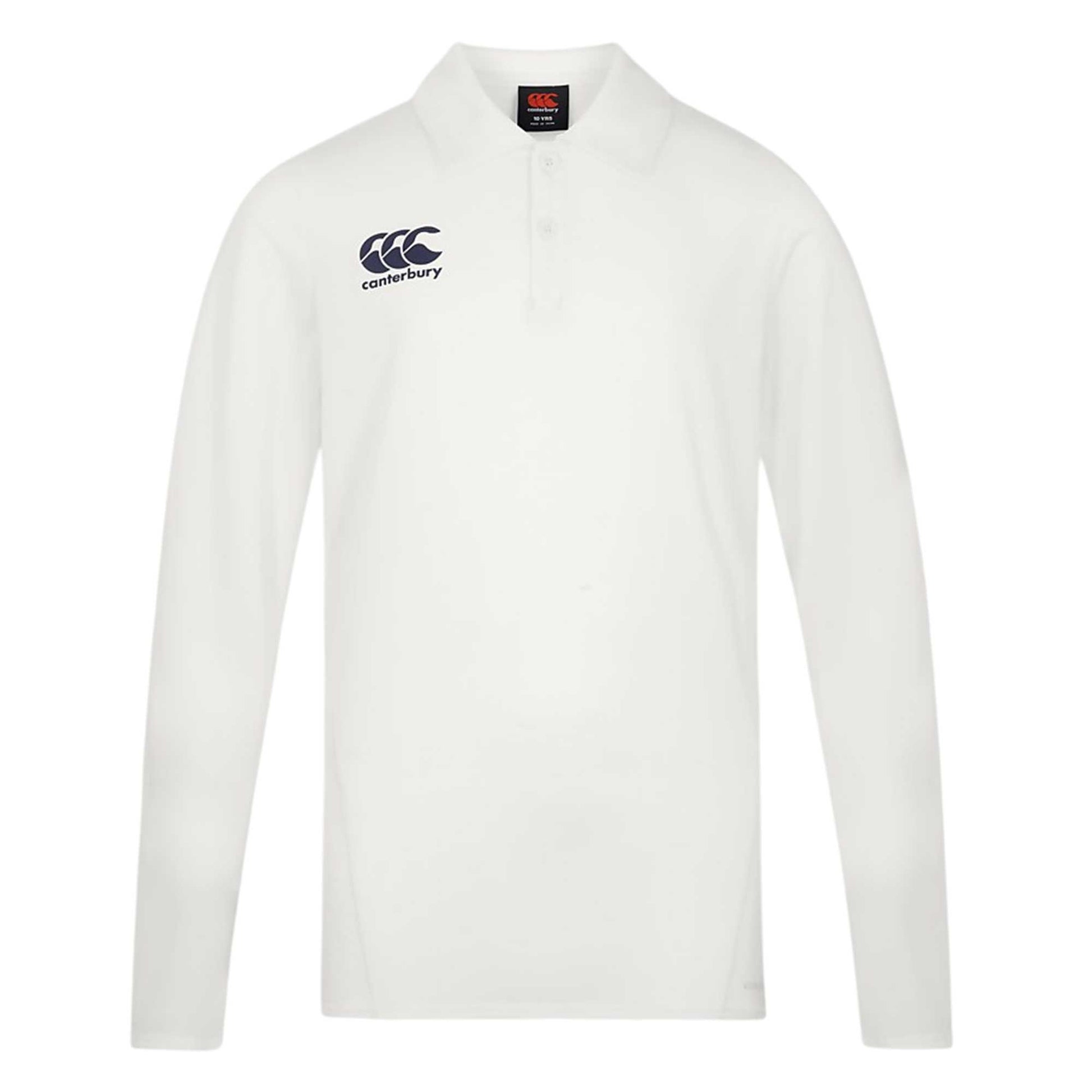 Cream - Side - Canterbury Mens Regular Long-Sleeved Cricket Polo Shirt
